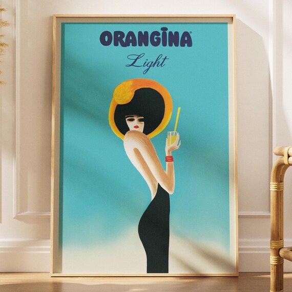 Orangina Light Vintage Beverage Poster Retro French Soda Pop Ad Artwork