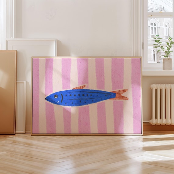 Sardine Fish Wall Art Colorful Maximalist Coastal Print