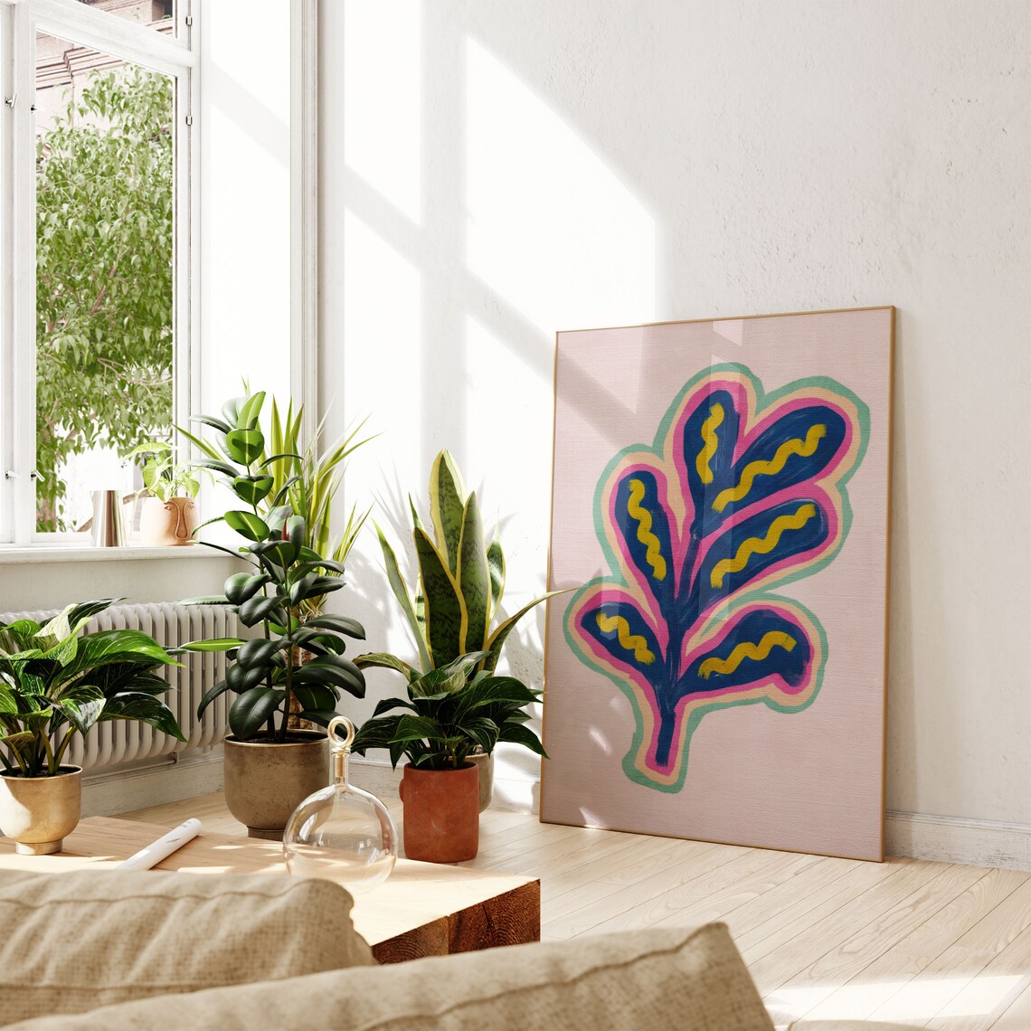 Colorful Botanical Print Abstract Acrylic Painting