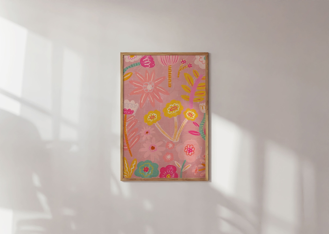 Abstract Floral Gouache Poster, Botanical Wall Decor