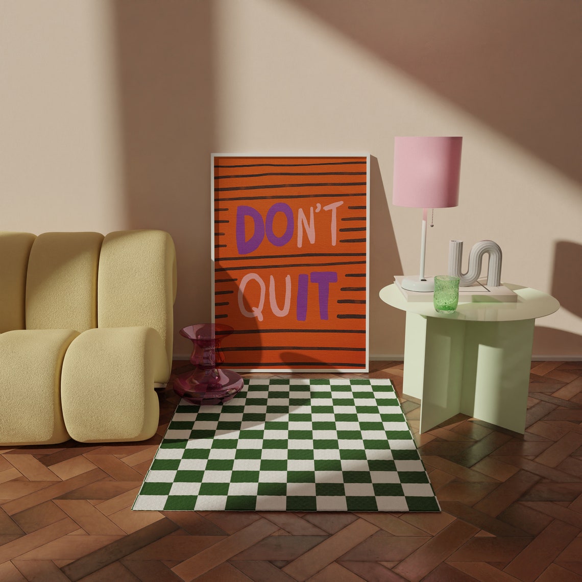 Don't Quit Orange Hand Lettered Bold Motivational Quote Wall Art
