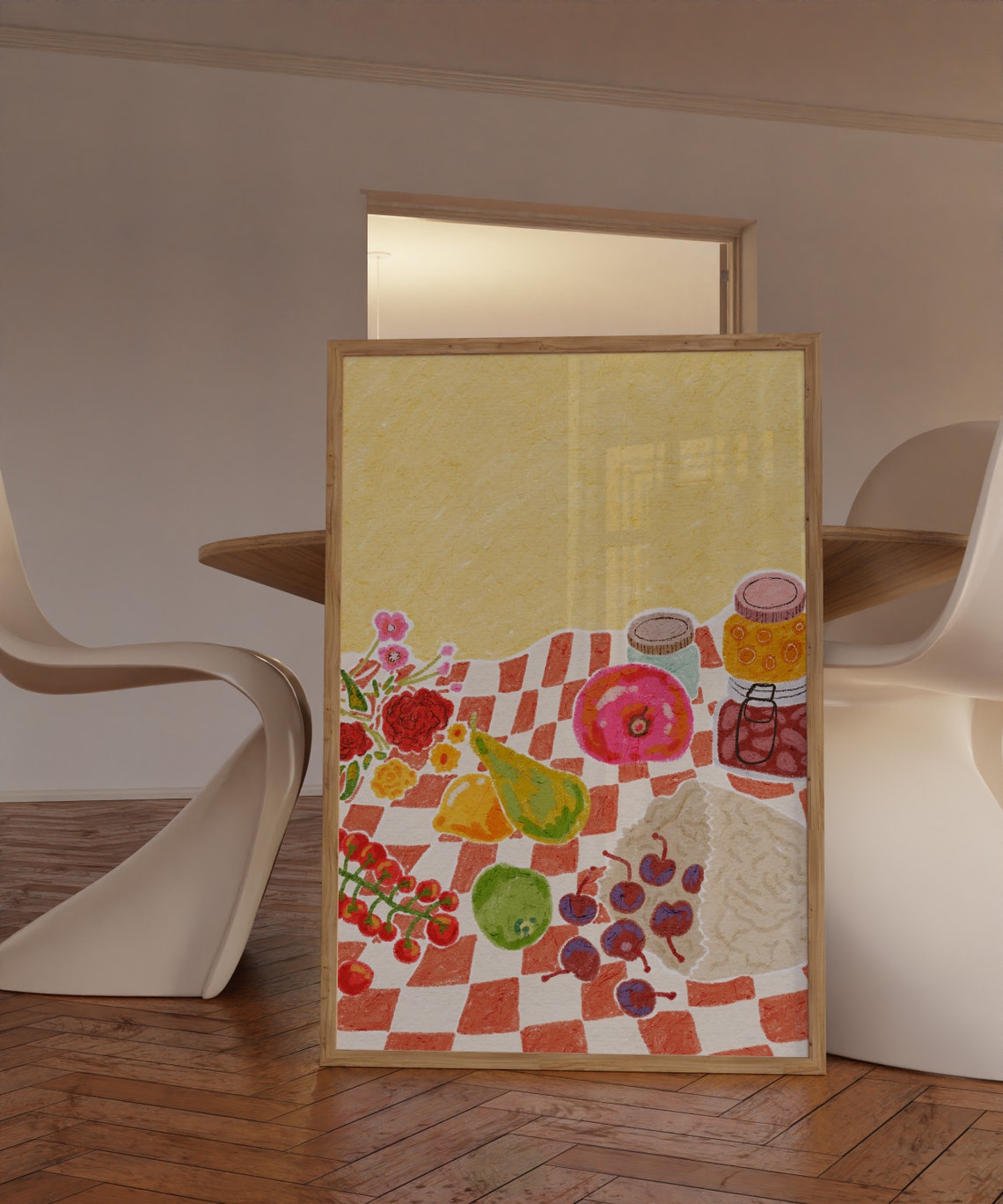 Colorful Fruit Still Life Picnic Tablecloth Harvest Kitchen Poster