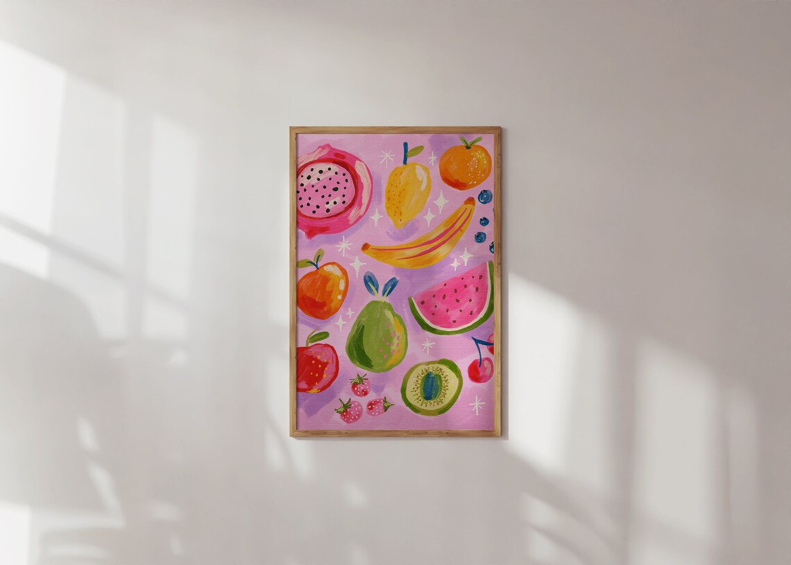 Colorful Fruit Kitchen Art Print, Summer Decor