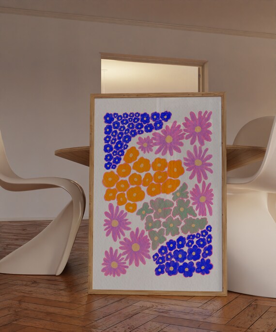 Abstract Floral Print Colorful Botanical Wall Art