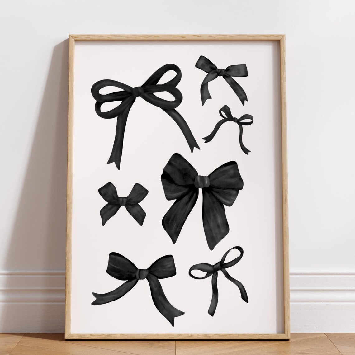 Black Bow Watercolor Collage Chic Minimalist Coquette Wall Art - Image 4