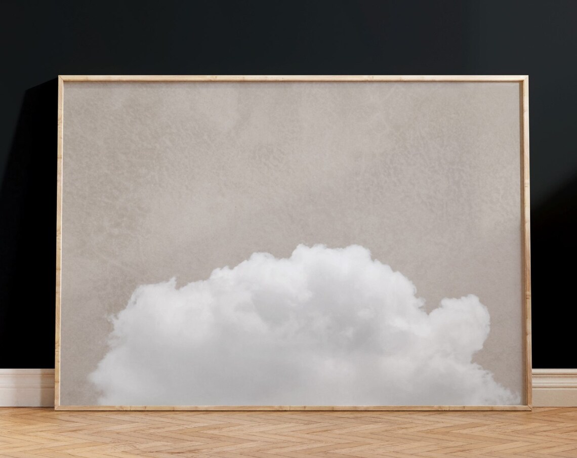 Beige Cloud Minimalist Landscape Art Print - Image 4