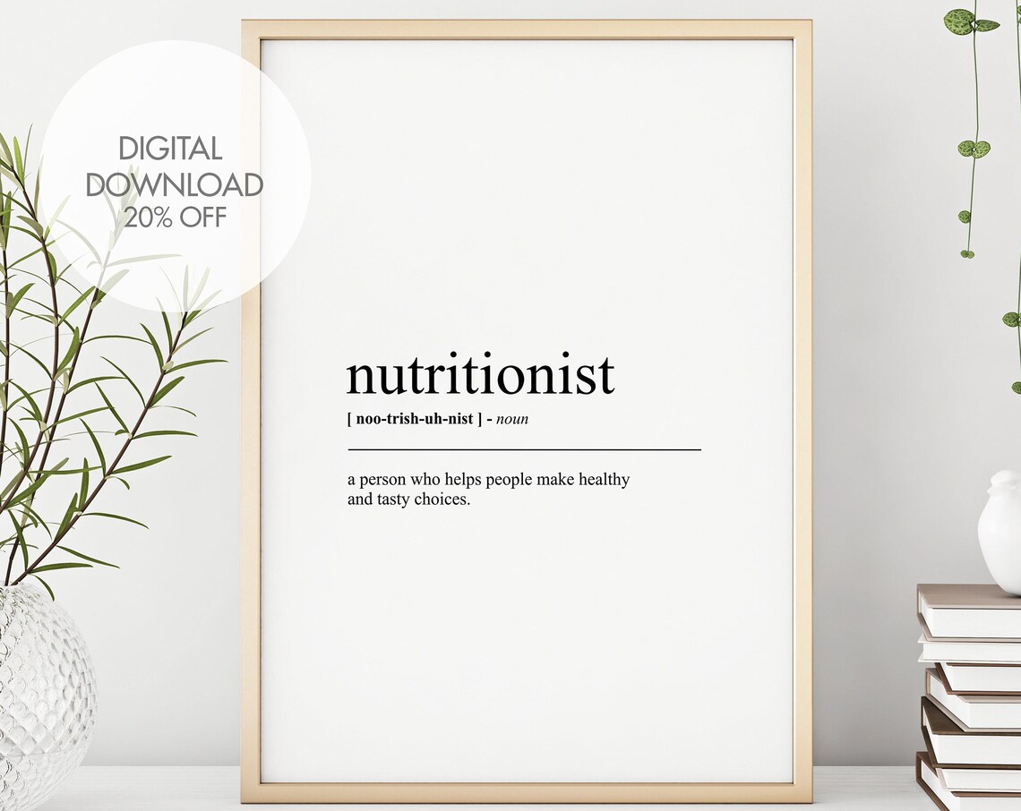 Nutritionist Definition Dictionary Typography Health Gift Poster Decor