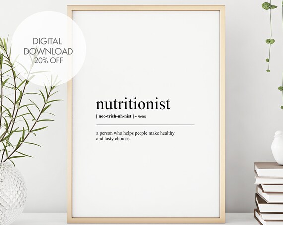 Nutritionist Definition Prints Nutritionist Dictionary Poster Funny Humour Prints Minimalist Text Art Home Decor Instant