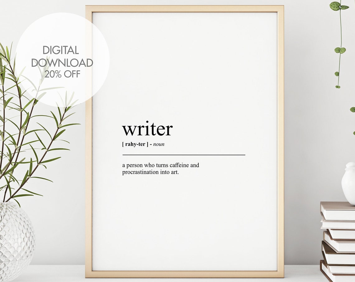 Writer Funny Definition Dictionary Art Caffeine Author Gift Poster