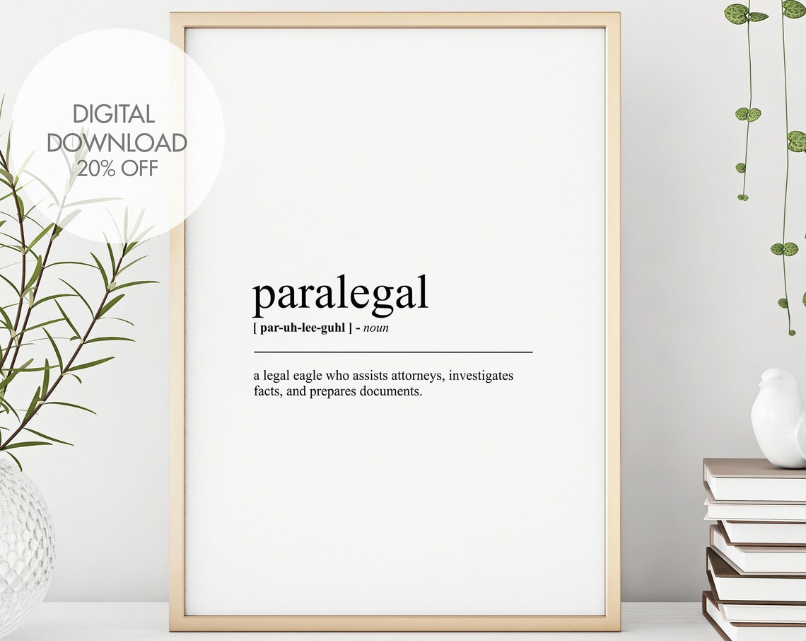 Paralegal Funny Definition Dictionary Art Legal Gift Wall Decor Poster