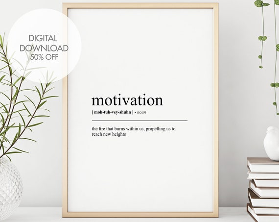 Motivation Definition Print Motivation Quote Art Mindset Print Dictionary Poster Motivational Wall Art Instant