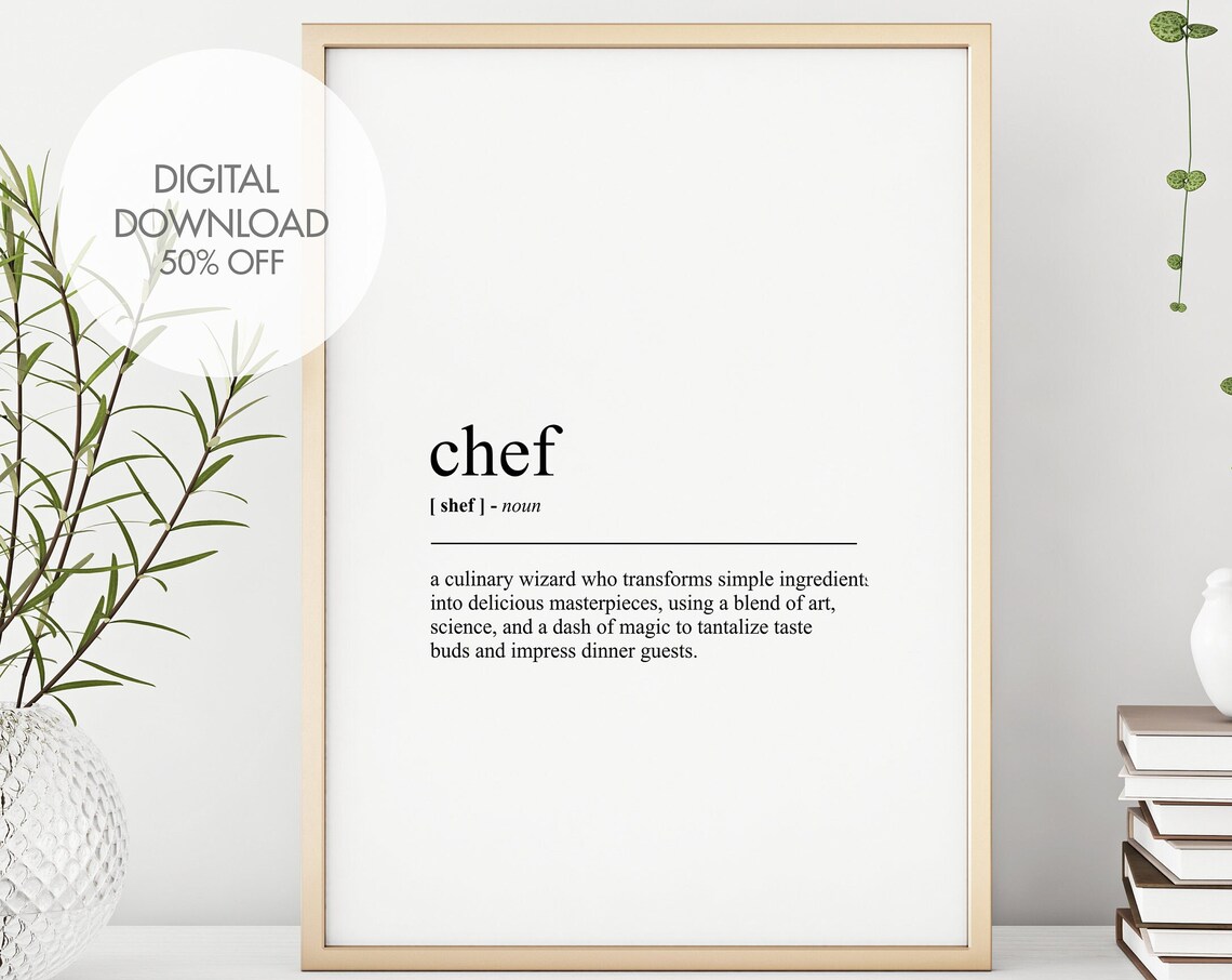 Chef Funny Definition Poster Gift For Cooks Kitchen Staff Decor