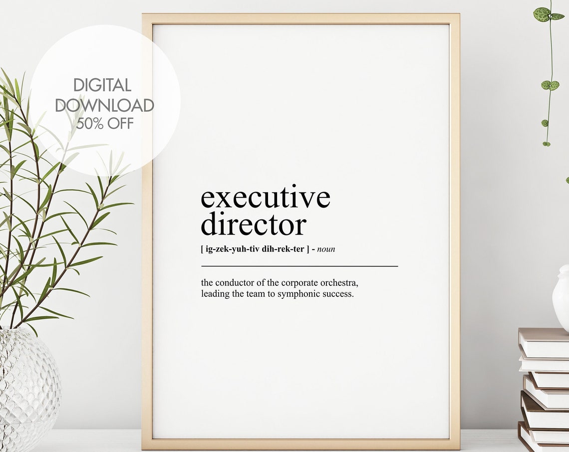 Executive Director Definition Dictionary Typography Office Gift Poster