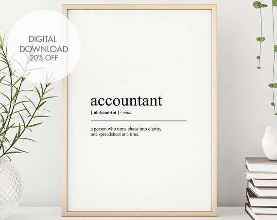 Accountant Definition Dictionary Poster Funny Wall Art
