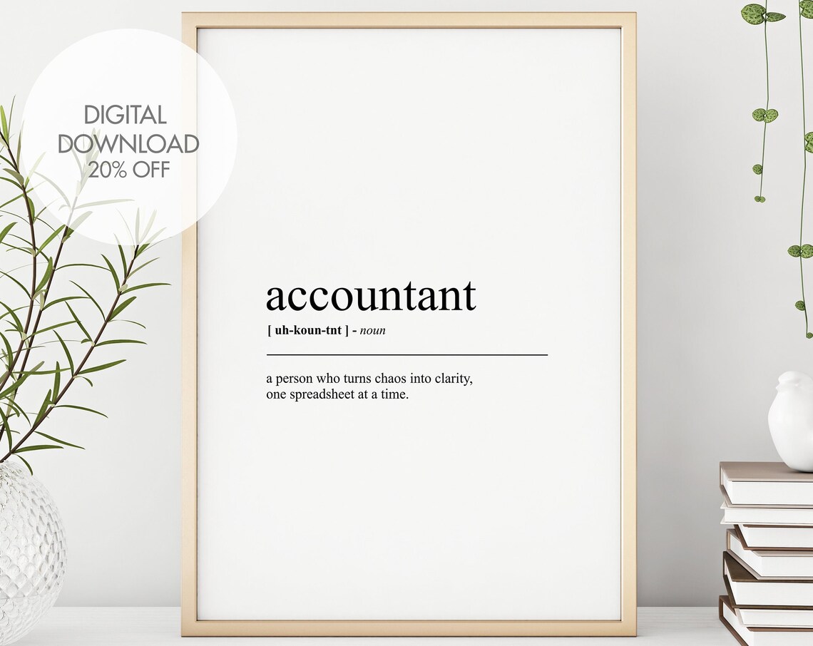 Accountant Definition Dictionary Poster Funny Wall Art