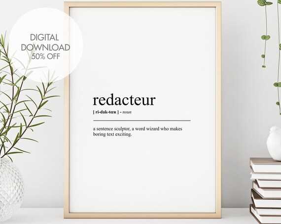 Redacteur Definition Print Redacteur Minimalist Dictionary Poster Funny Definition Print Fun Print Humorous Wall Art