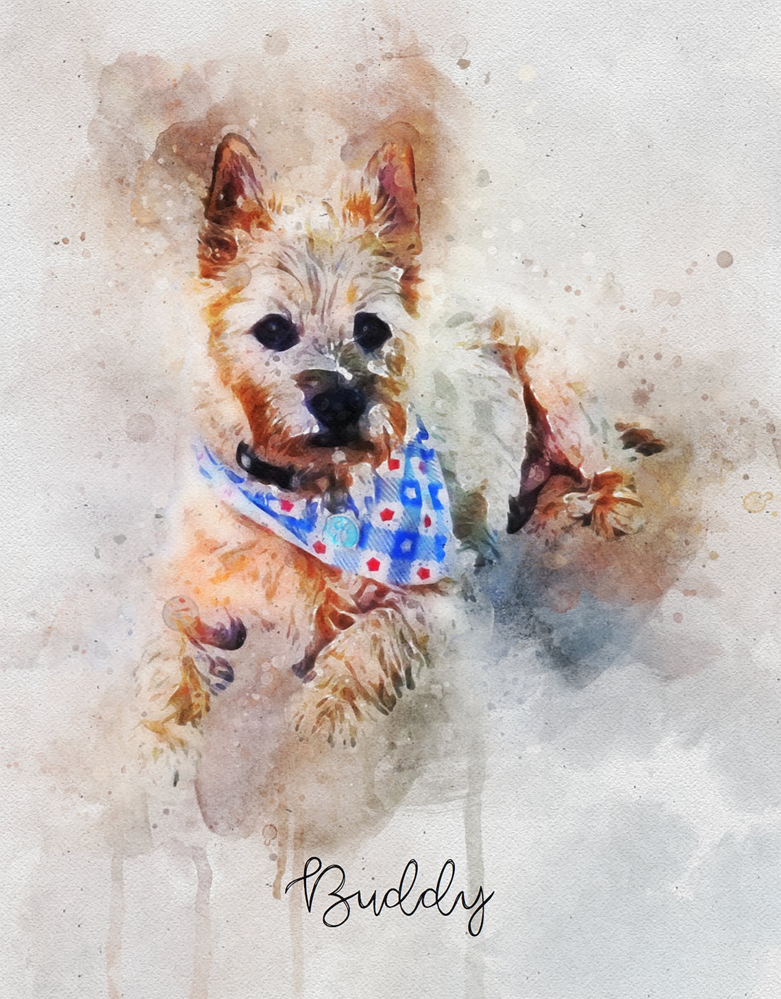 Custom Mini Watercolor Woman And Small Dog Portrait Painting Poster - Image 2
