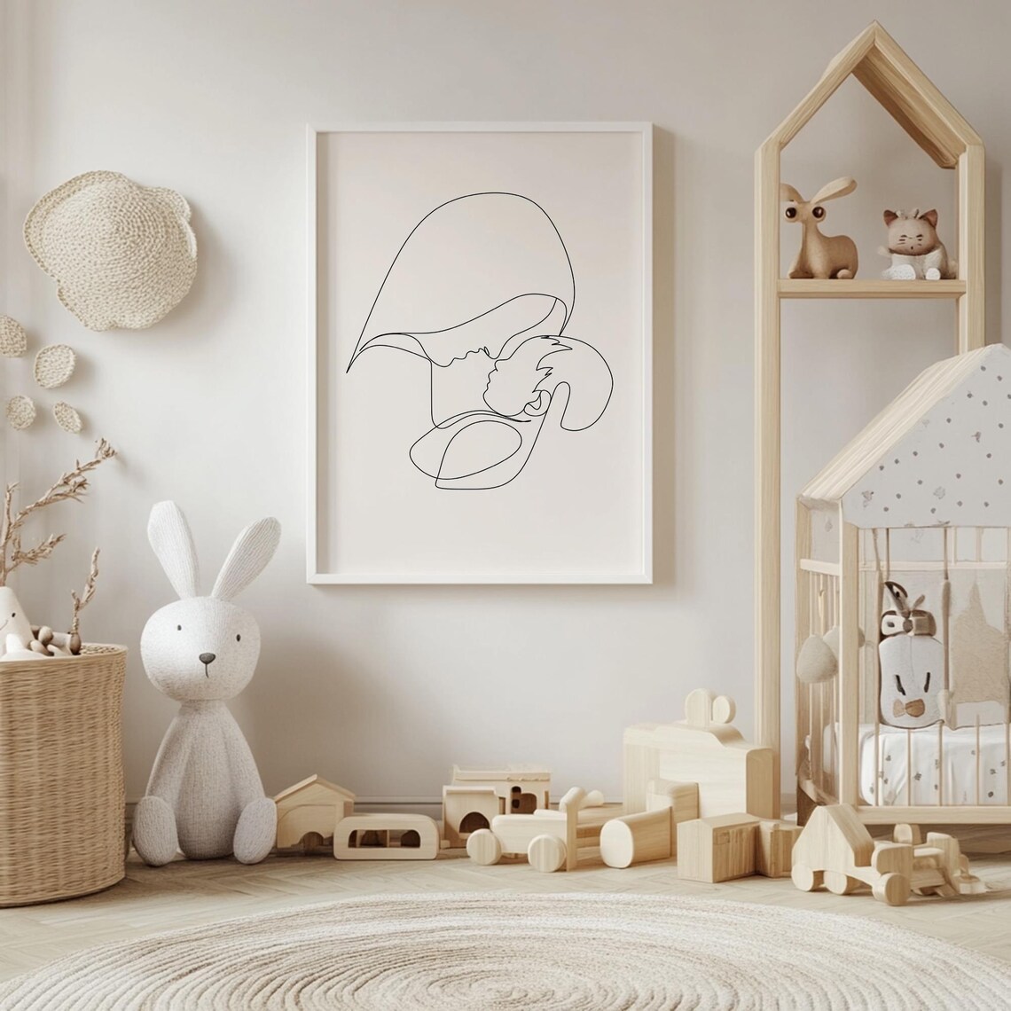 Mother And Baby Kiss Single Line Art Minimalist Family Poster - Image 4
