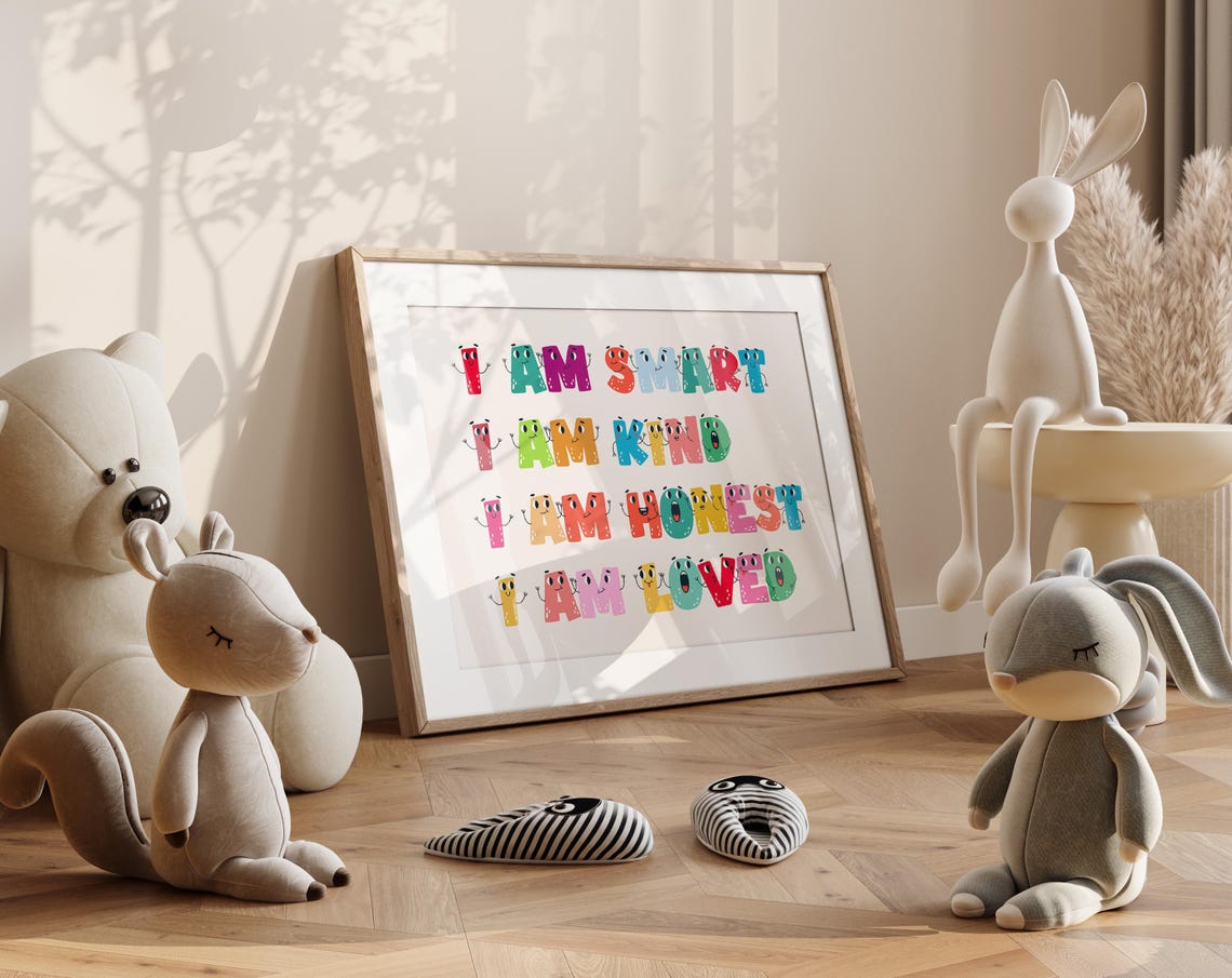 I Am Smart Kind Honest Loved Positive Affirmations Kids Poster - Image 4