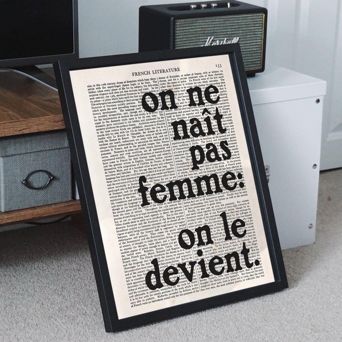 Simone De Beauvoir On Ne Nait Pas Femme Feminist French Quote Wall Art Poster - Image 3