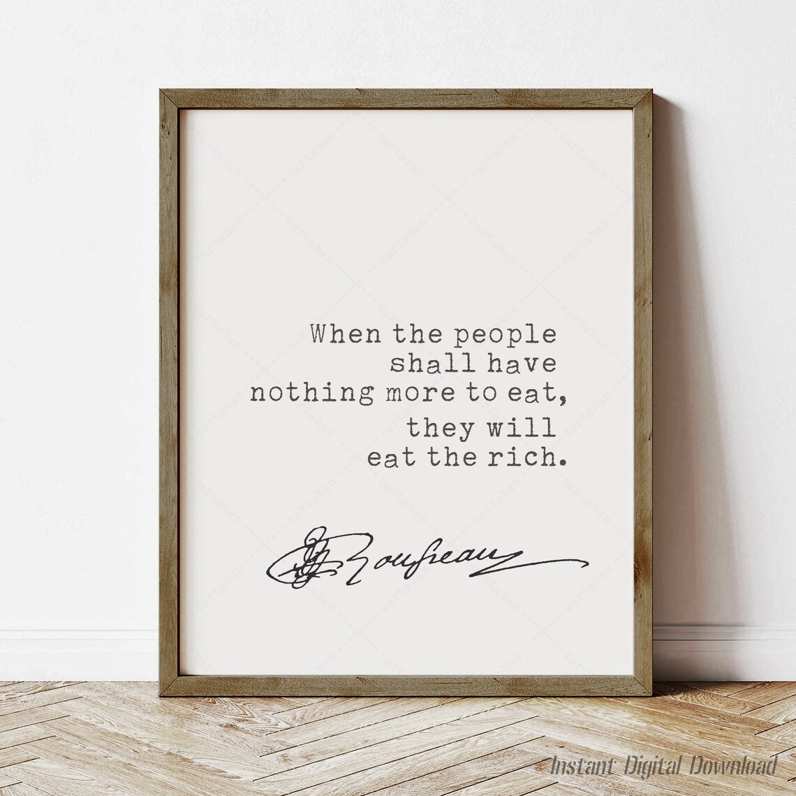 Jean Jacques Rousseau Eat The Rich Inequality Quote Poster Wall Art