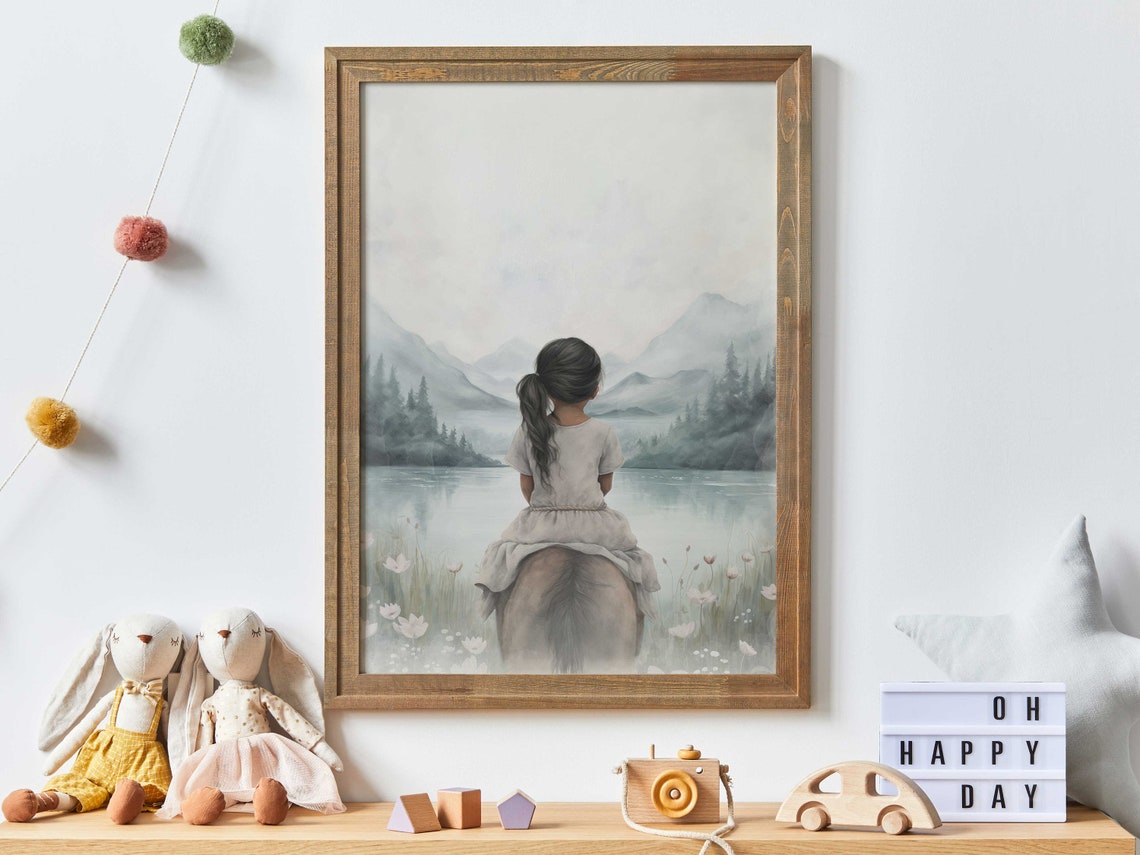 Girl And Horse Print Horse Decor Girls Room Horse Gift Young Girl Horse Riding Art Equestrian Wall Decor Kids Girl Wall Art