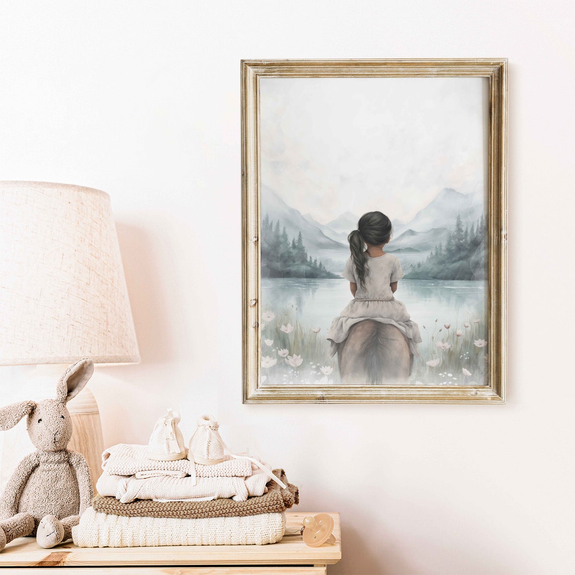 Girl And Horse Print Horse Decor Girls Room Horse Gift Young Girl Horse Riding Art Equestrian Wall Decor Kids Girl Wall Art - Image 2