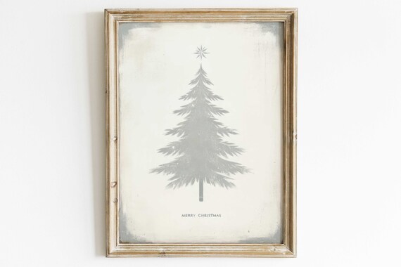 Minimalist Line Art Christmas Tree Terracotta Modern Holiday Poster