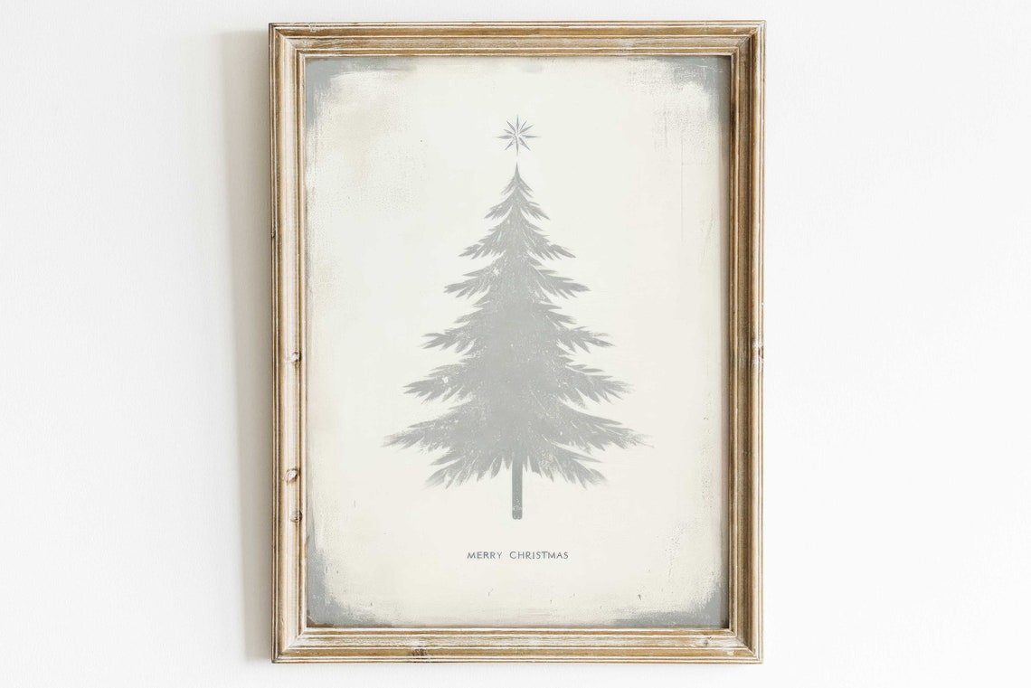 Minimalist Line Art Christmas Tree Terracotta Modern Holiday Poster