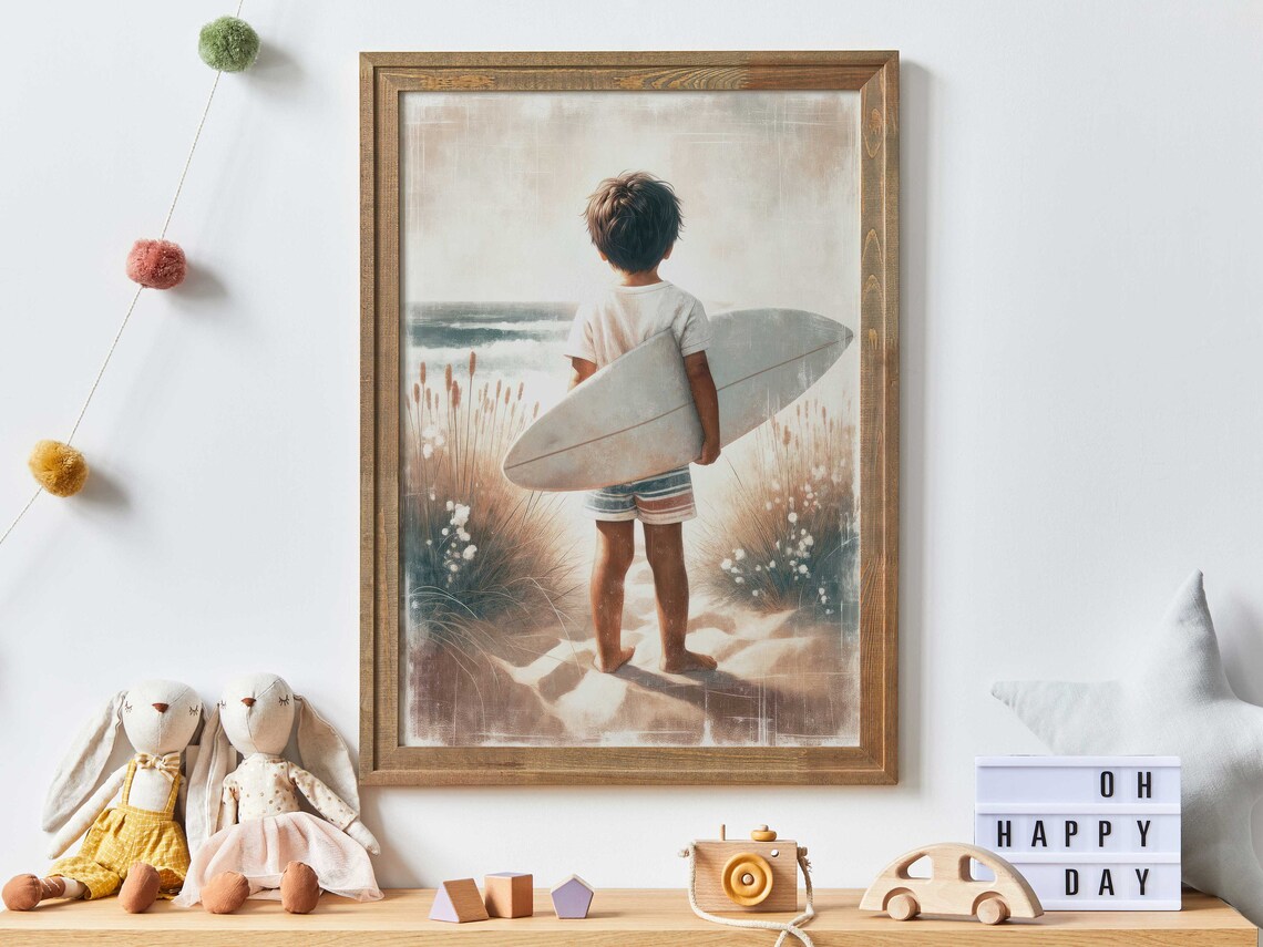 Surfing Nursery Art Print, Beach Decor For Kids