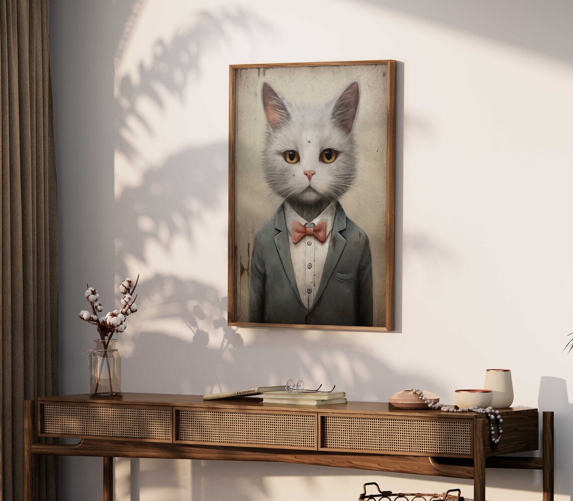 Cat Nursery Print, Vintage Kitten Wall Art - Image 2
