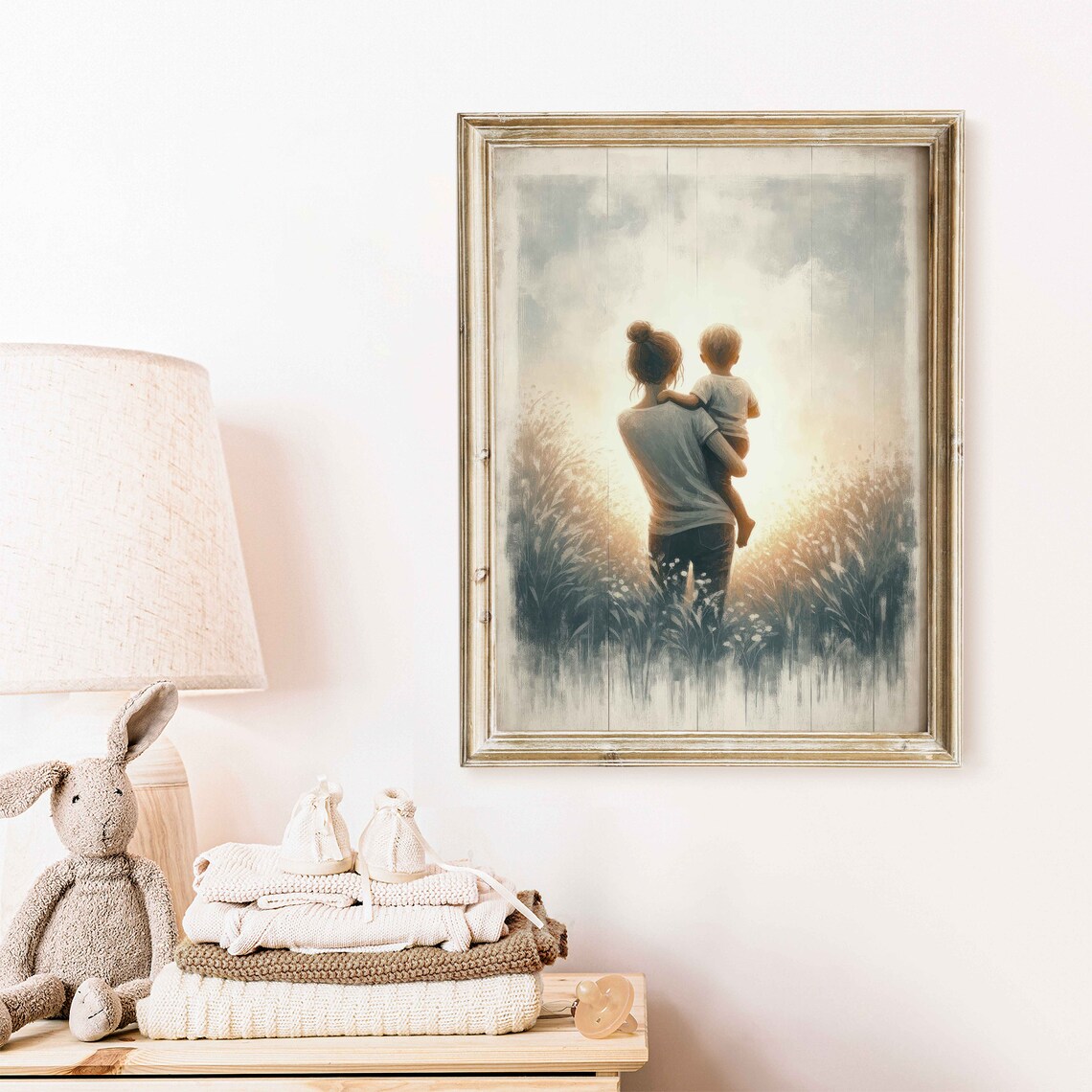 Mother and Son Vintage Parent-Child Art Print - Image 2