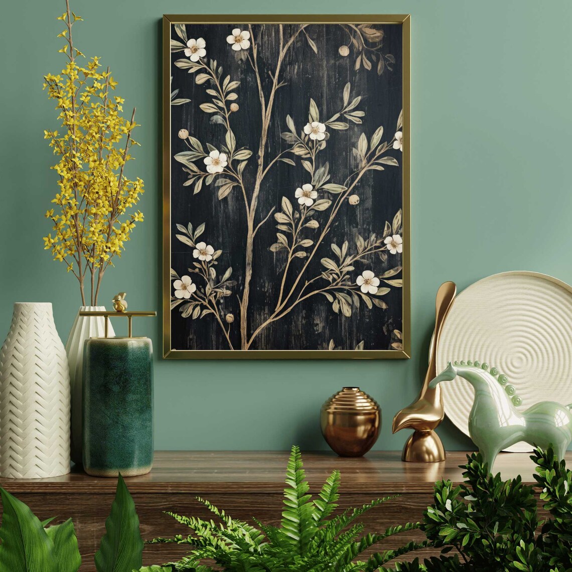 Black Floral Farmhouse Botanical Art Print - Image 3