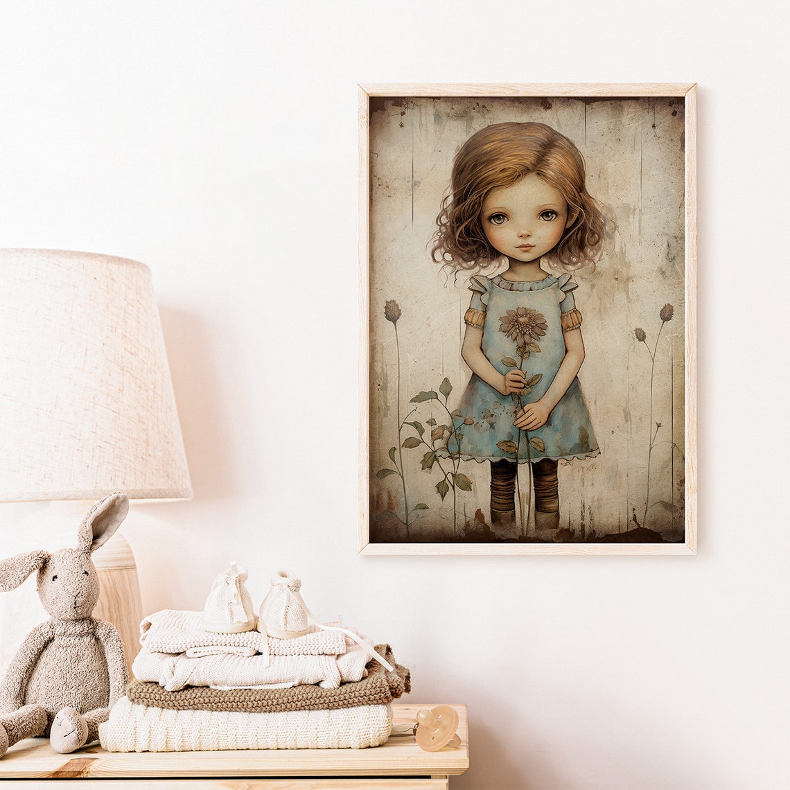 Girly Wall Art Print Art For Girls Nursery Or Bedroom Toddler Girl With Flowers Wildflower Nursery Decor Wall Art - Image 2