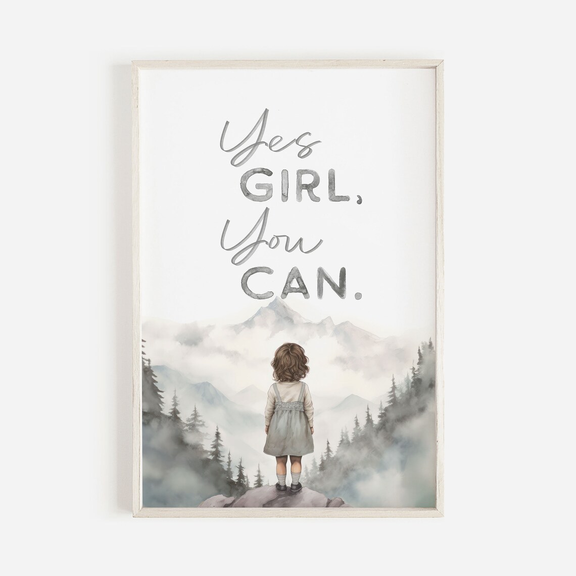 Yes Girl You Can Quote Poster Empowering Mountain Girls Room Decor - Image 2