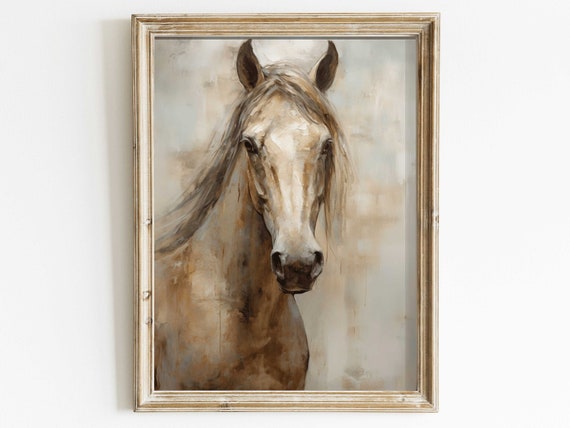 Vintage Horse Portrait Art Print, Equestrian Decor