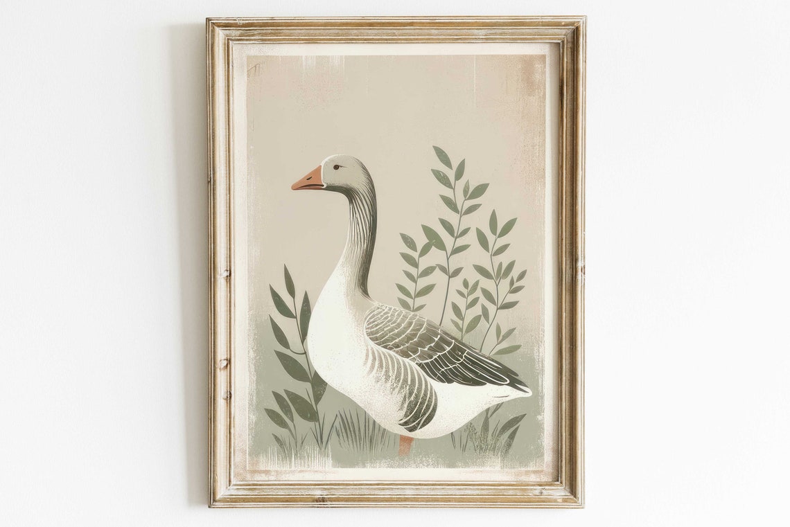 Goose Print Farm Goose Wall Art Goose Print Vintage Farm Animal Print Farmhouse Style Decor Country Home Decorprintable Farmhouse Art