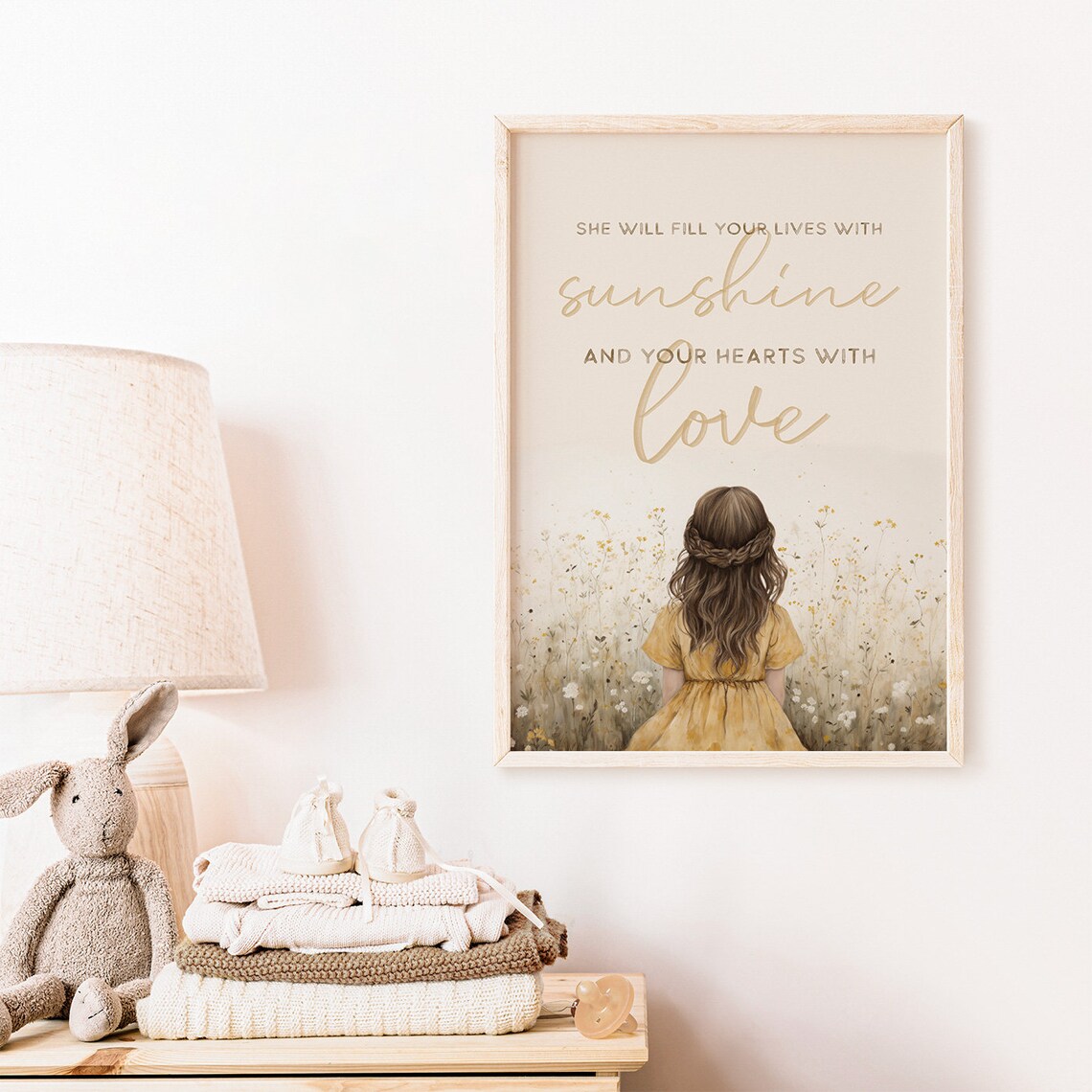 Daughter Sunshine and Love Quote Girl in Wildflowers Art Poster - Image 2