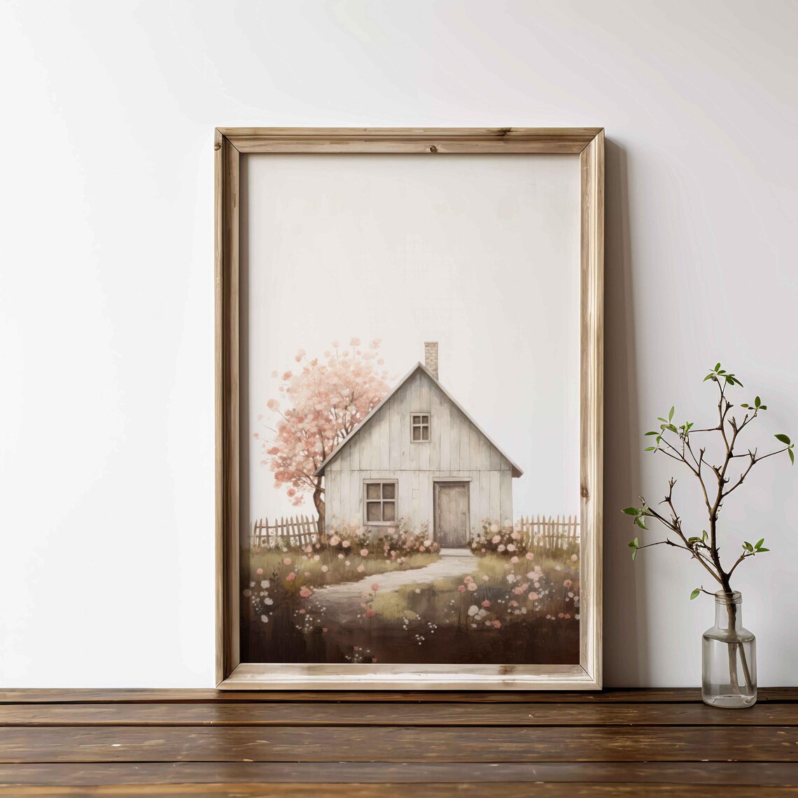 Vintage Old House Painting Cherry Blossom Tree Art Print - Image 5