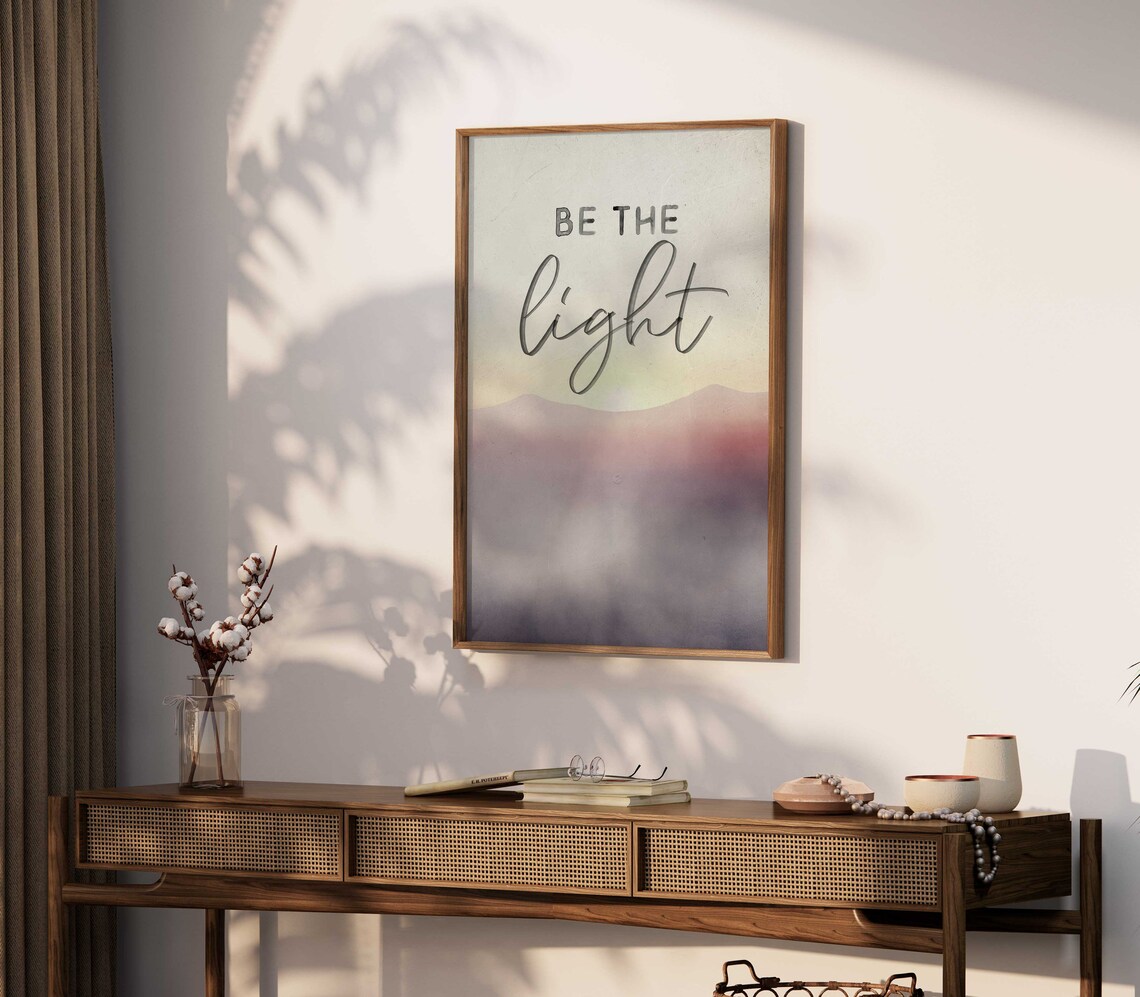 Abstract Watercolor Be The Light Mountain Art Print - Image 2