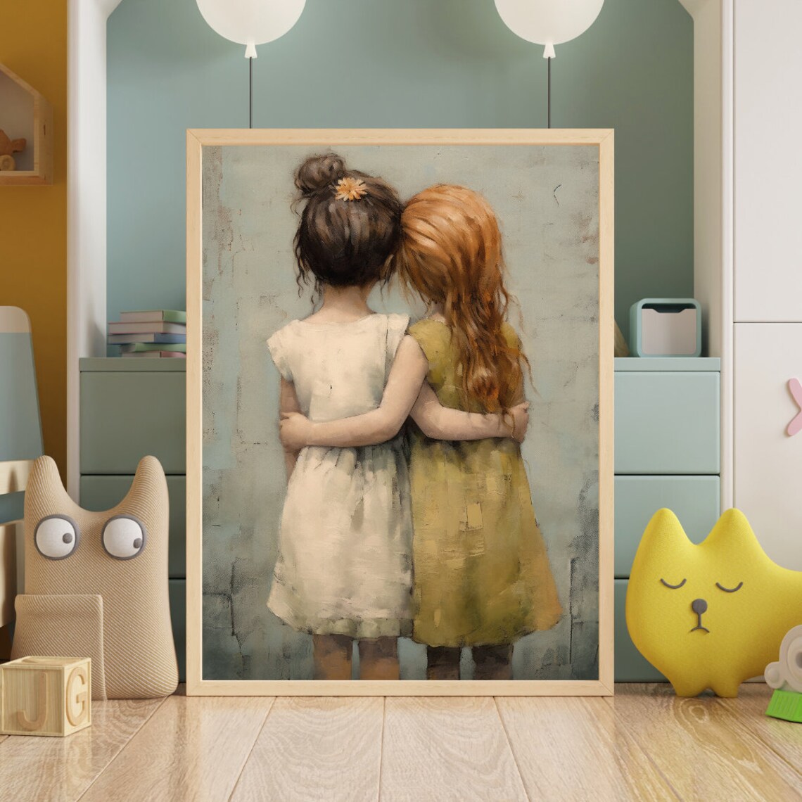 Vintage Best Friends Nursery Decor Art Print - Image 2