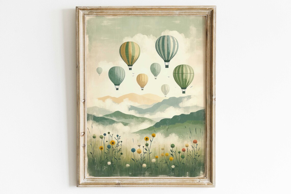 Vintage Hot Air Balloon Nursery Art Print - Image 3