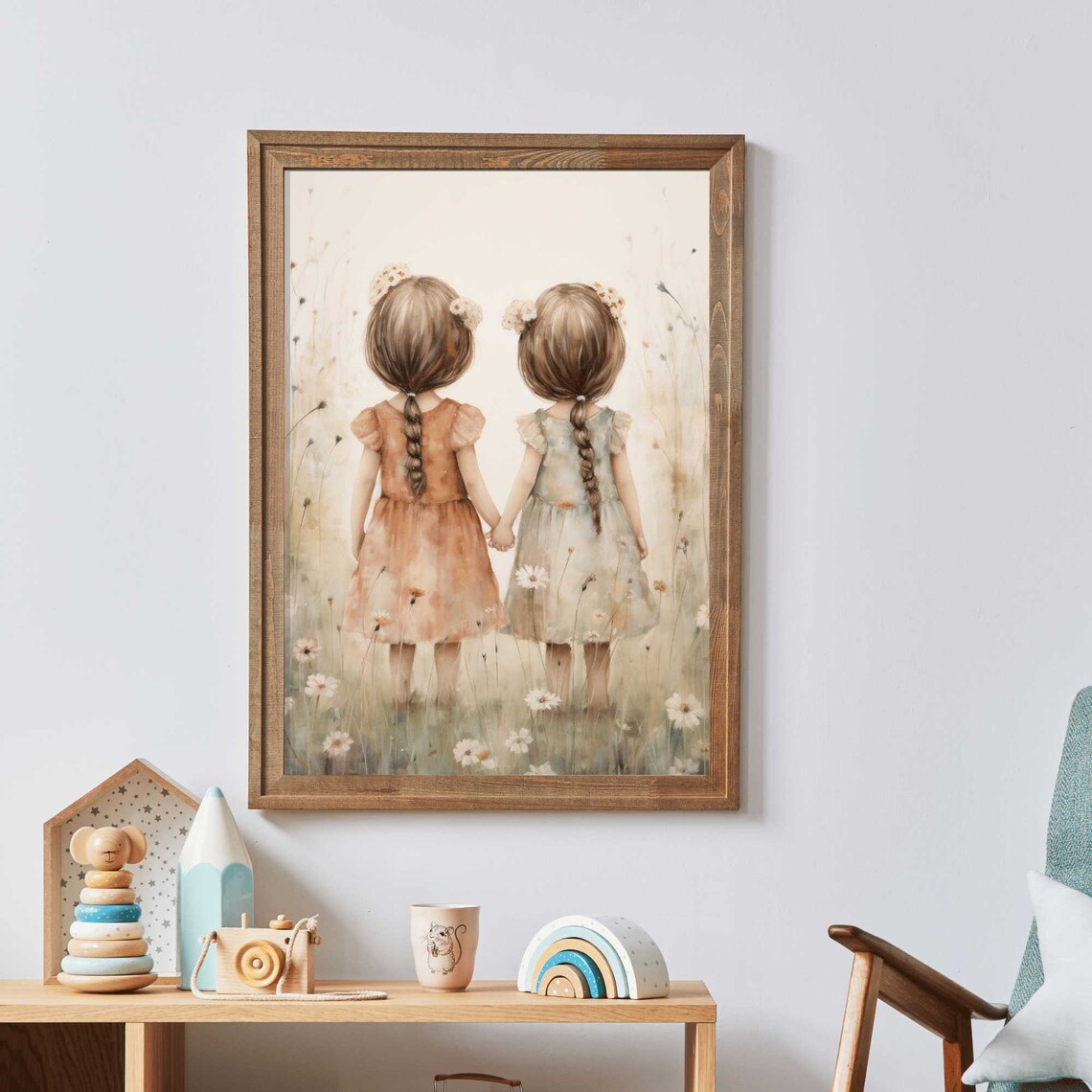 Twin Sisters Vintage Wildflower Art Print - Image 3