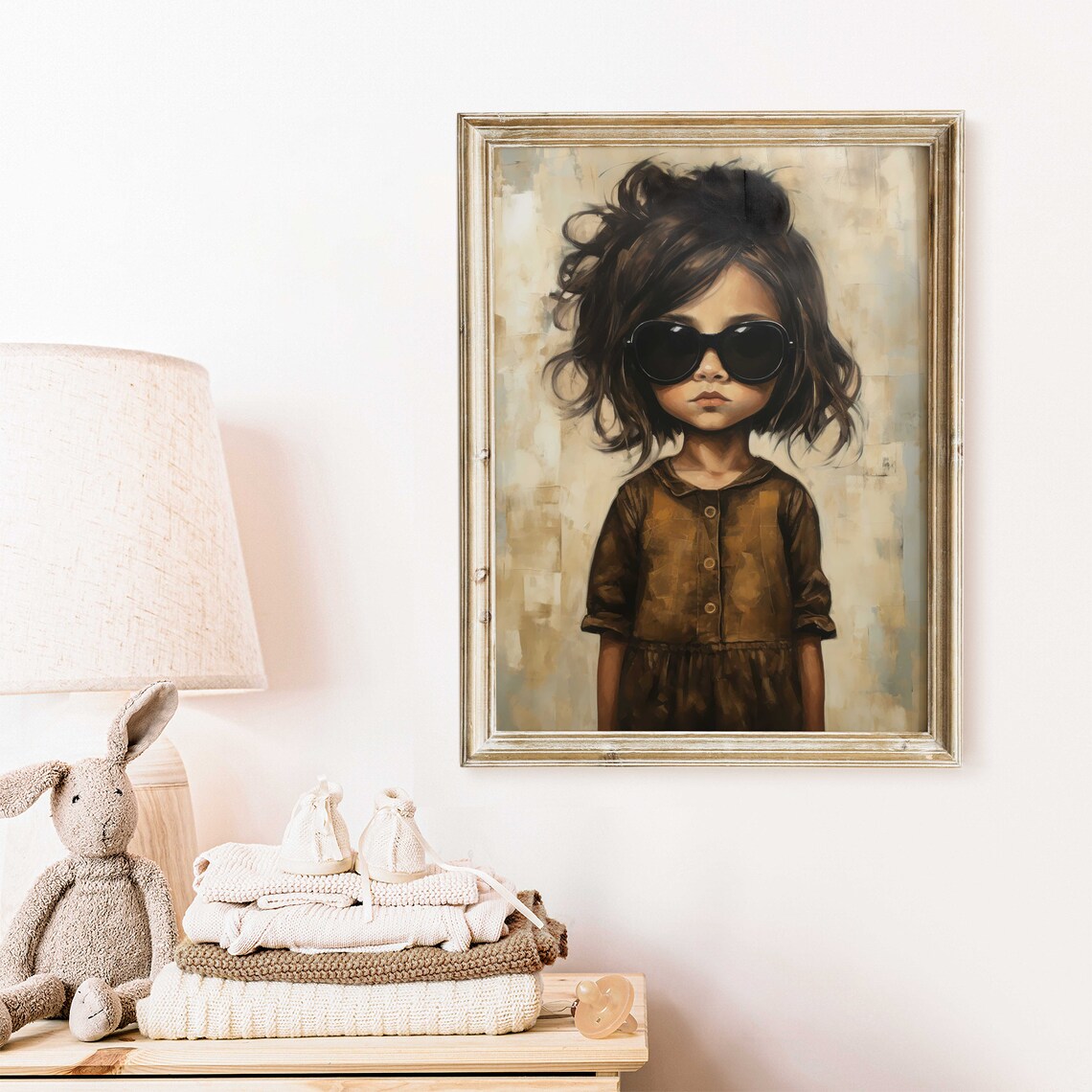 Vintage Little Girl in Sunglasses Nursery Art Print - Image 2