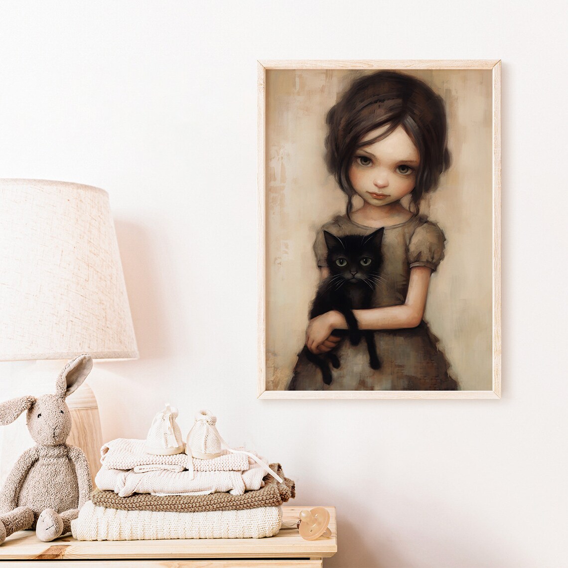 Vintage Cat Nursery Art Print, Whimsigoth Decor - Image 2