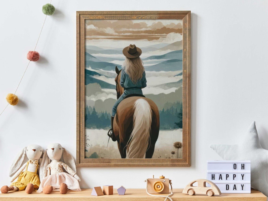 Girl Horse Print Horse Decor Girls Room Horse Gift Young Girl Equestrian Nursery Art Girls Bedroom Art Girls Room Horse Art