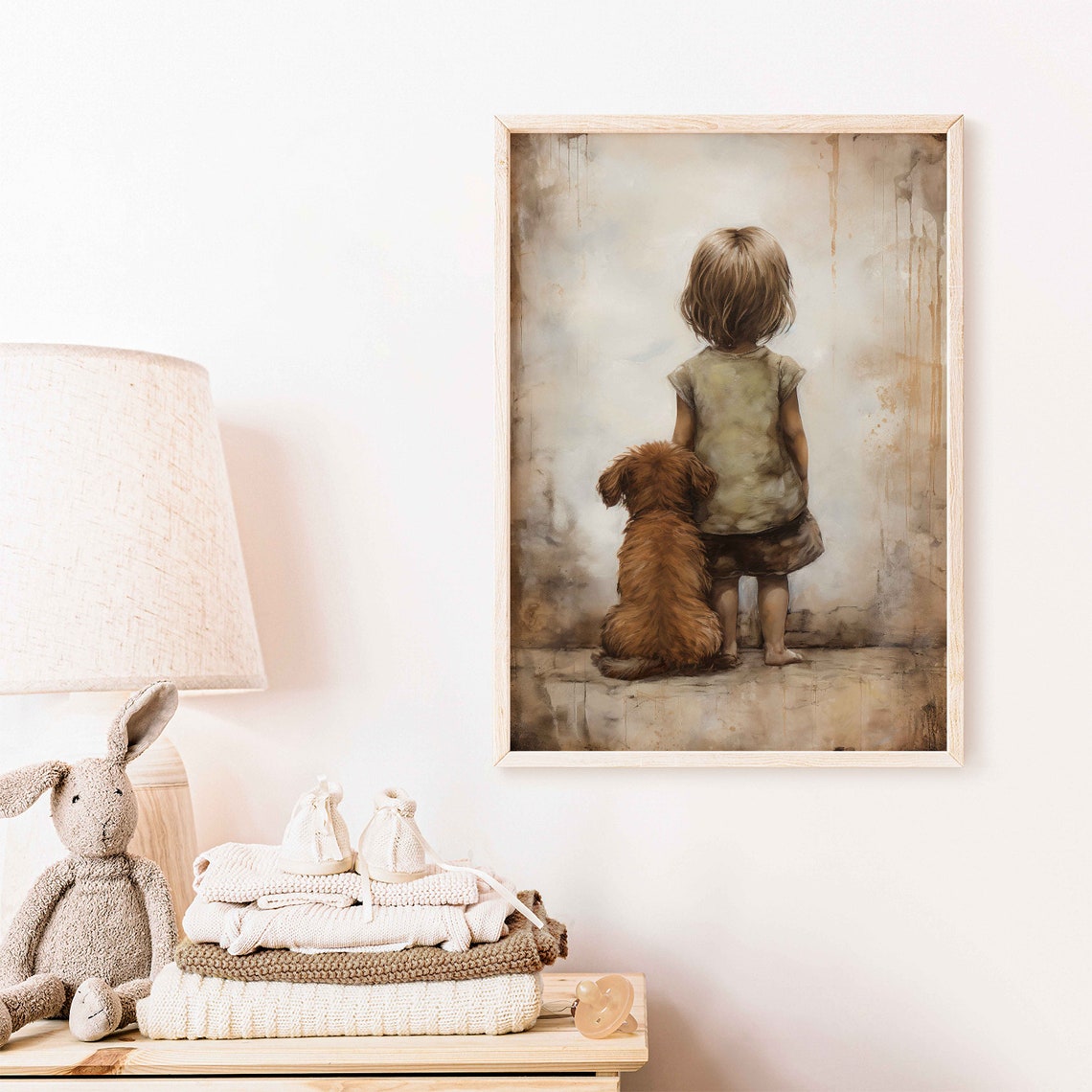 Dog Nursery Decor Girl And Dog Kids Dog Wall Art Girls Room Dog Print Girly Wall Art Print Cute Animal Art Dog Decor - Image 2