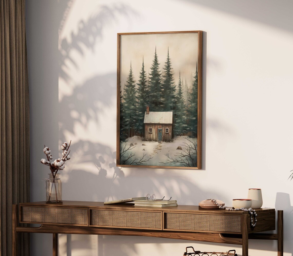 Vintage Forest Cabin Print, Rustic Home Decor - Image 2