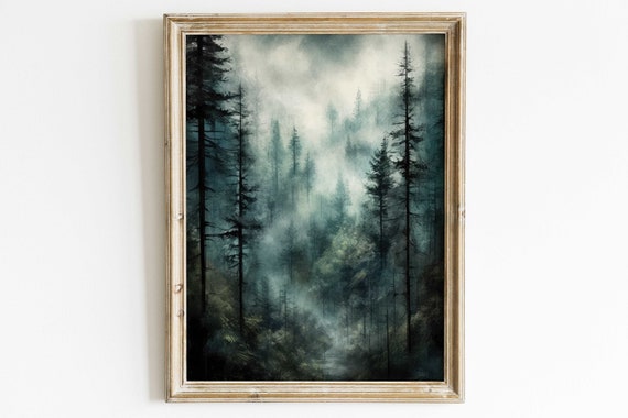 Misty Forest Print Watercolor Forest Landscape Forest Wall Art Forest Painting Nature Art Print Forest Landscape Decor Art