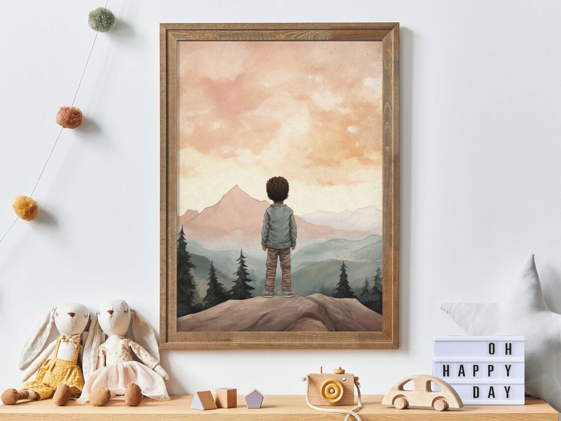 Adventure Mountain Nursery Art, Boys Room Decor
